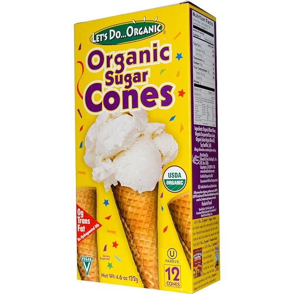 Edward & Sons, Organic Sugar Cones, 12 Cones, 4.6 (132g)