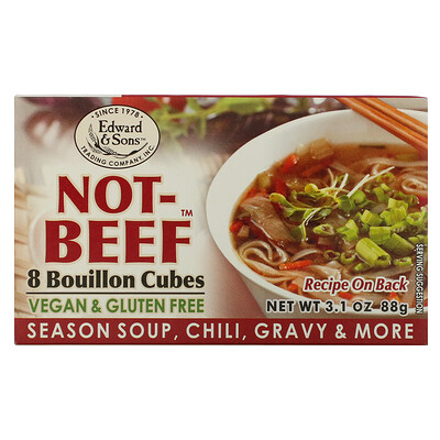Edward & Sons Not-Beef Bouillon Cubes, 8 Cubes, 3.1 oz (88 g)