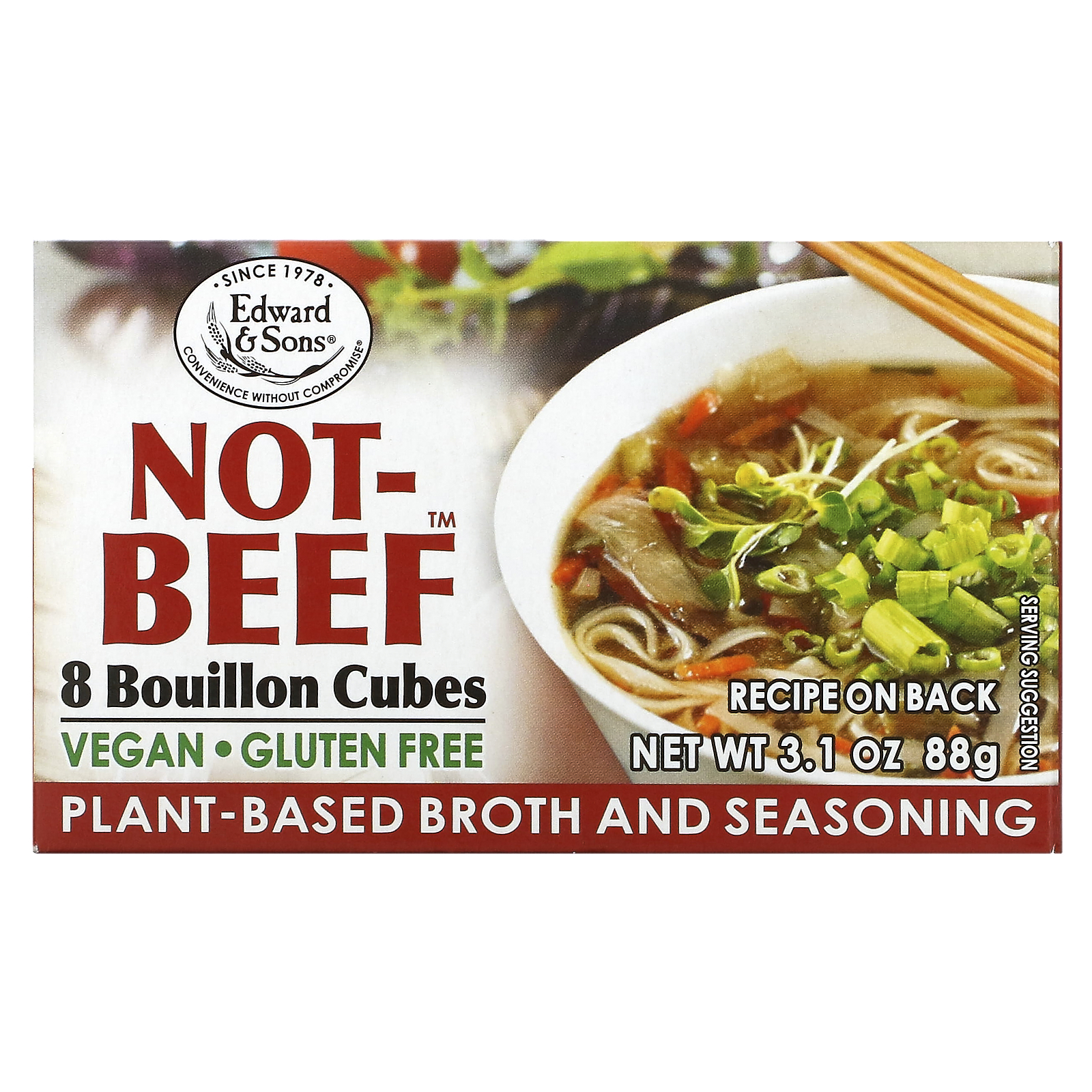 Edward & Sons, NotBeef Bouillon Cubes, 8 Cubes, 3.1 oz (88 g)
