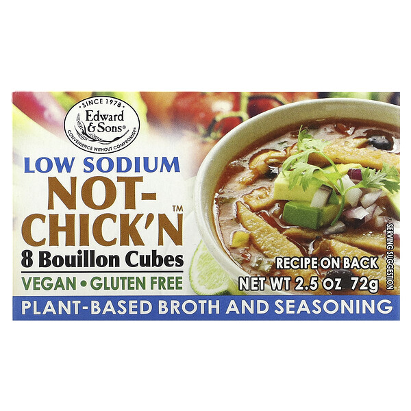 Edward & Sons, NotChick'n Bouillon Cubes, Low Sodium, 8 Cubes