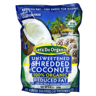 Edward & Sons 100% органический измельченный кокос, без сахара и с пониженным содержанием жиров, 8,8 унции (250 г)