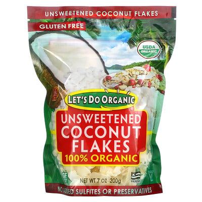 Купить Edward & Sons Let's Do Organic, 100% органические несладкие кокосовые хлопья, 200 г (7 унций)