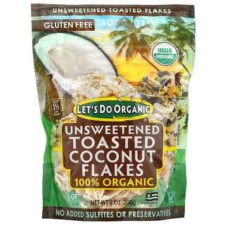 Edward & Sons, Let's Do Organic, 100% органические поджаренные кокосовые хлопья без сахара, 200 г (7 унций)