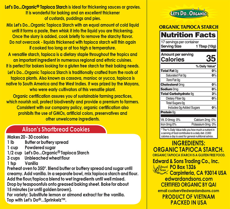 Edward & Sons, Let's Do Organic, Organic Tapioca Starch (Flour), 6 oz