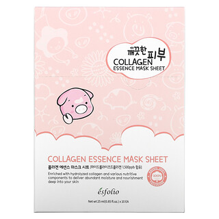 Esfolio, Collagen Essence Beauty Mask Sheet, 10 Sheets, 0.85 fl oz (25 ml) Each