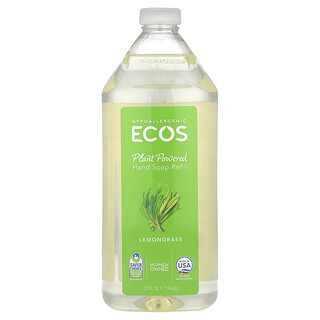 Earth Friendly Products, Ecos®（エコス）、植物性ハンドソープ詰め替え用、レモングラス、946ml（32液量オンス）