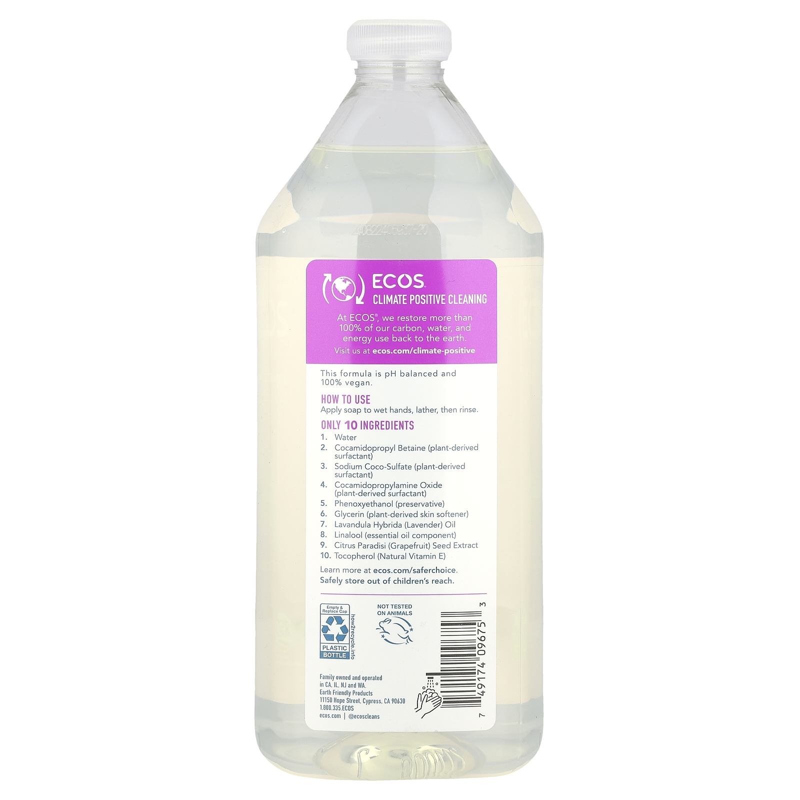 Ecos®, pflanzliche Handseife Nachfüller, Lavendel, 32 fl oz (946 ml) - Bild 2 von 2