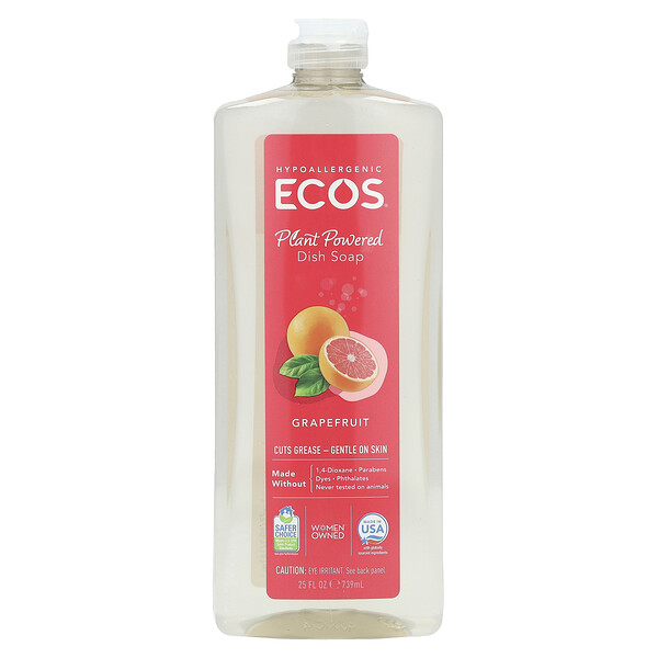 Ecos Ecos®, Plant Powered Dish Soap, Grapefruit, 25 fl oz (739 ml)