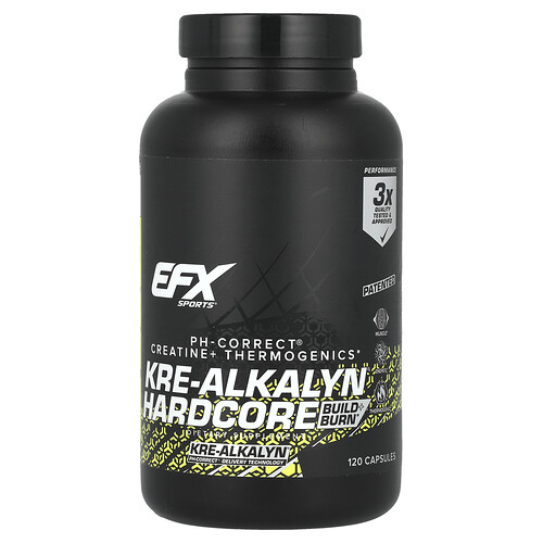 EFX Sports, Kre-Alkalyn Hardcore, gepuffertes Kreatin, 120 Kapseln