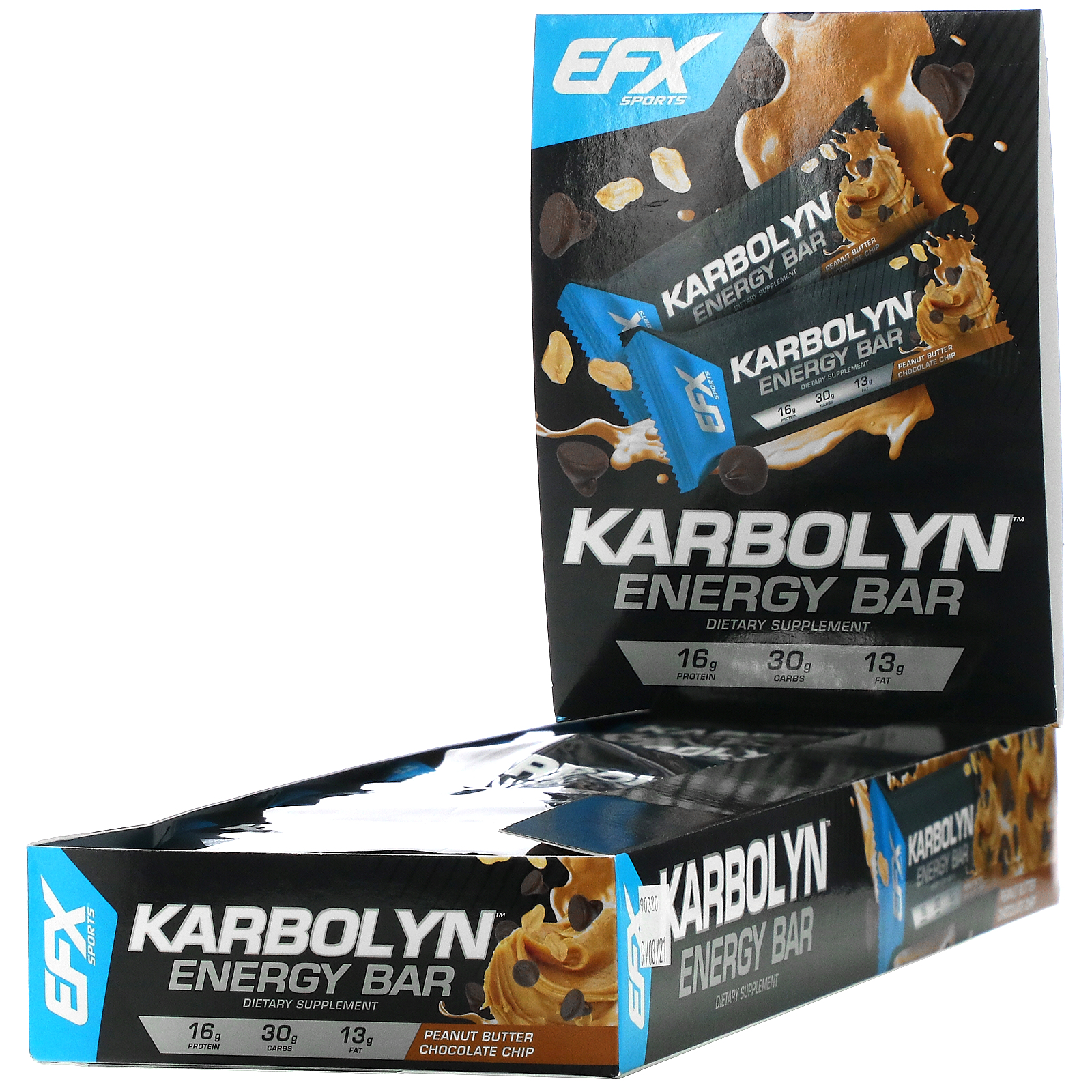 EFX Sports Karbolyn カーボリン エナジーバー ピーナッツバターチョコレートチップ 2.12オンス 100%品質保証! 各60g 12本 期間限定お試し価格
