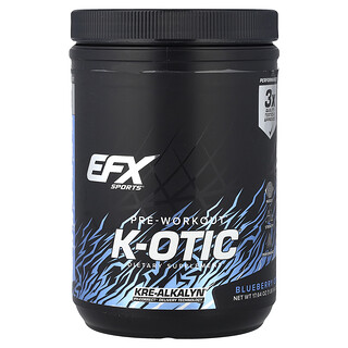 EFX Sports, Suplemento para el preentrenamiento K-otic®, Arándano azul, 500 g (1 lb 1,64 oz)