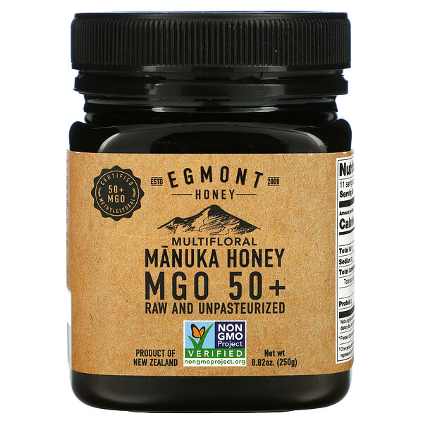 Egmont Honey‏, Multifloral Manuka Honey, Raw And Unpasteurized, 50+ MGO, 8.82 oz (250 g)