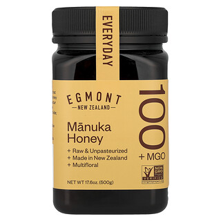 Egmont Honey, 麥盧卡蜂蜜，未加工且未經巴氏除菌，MGO 100+，17.6 盎司（500 克）