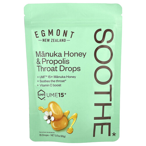 Egmont Honey Manuka Honey & Propolis Throat Drops, UMF™ 15+, 15 Drops, 3.17 oz (90 g)