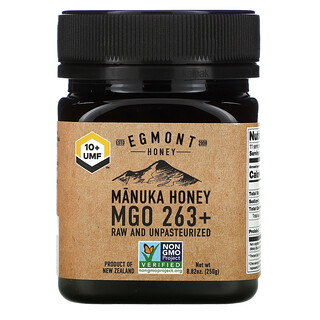 Egmont Honey, 麥盧卡蜂蜜，未加工且未經巴氏滅菌，MGO 263+，8.82 盎司（250 克）