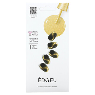 Edgeu, Perfect Gel Nail Wraps, ENA 917 Wave Gold Magnet, 19 Piece Set
