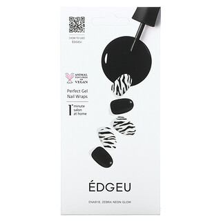 Edgeu, 精致凝胶指甲包膜，ENA 918，Zebra Neon Glow，19 件套