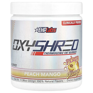 EHPlabs, OxyShred, termogénny spaľovač tukov, broskyňa a mango, 322 g
