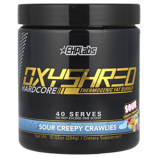 EHPlabs, OxyShred Hardcore, termogénny spaľovač tukov, kyslé strašidelné lezúce chumáče, 284 g