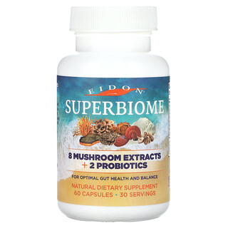 Eidon Ionic Minerals, Superbiome，8 种蘑菇提取物 + 2 种益生菌，60 粒胶囊