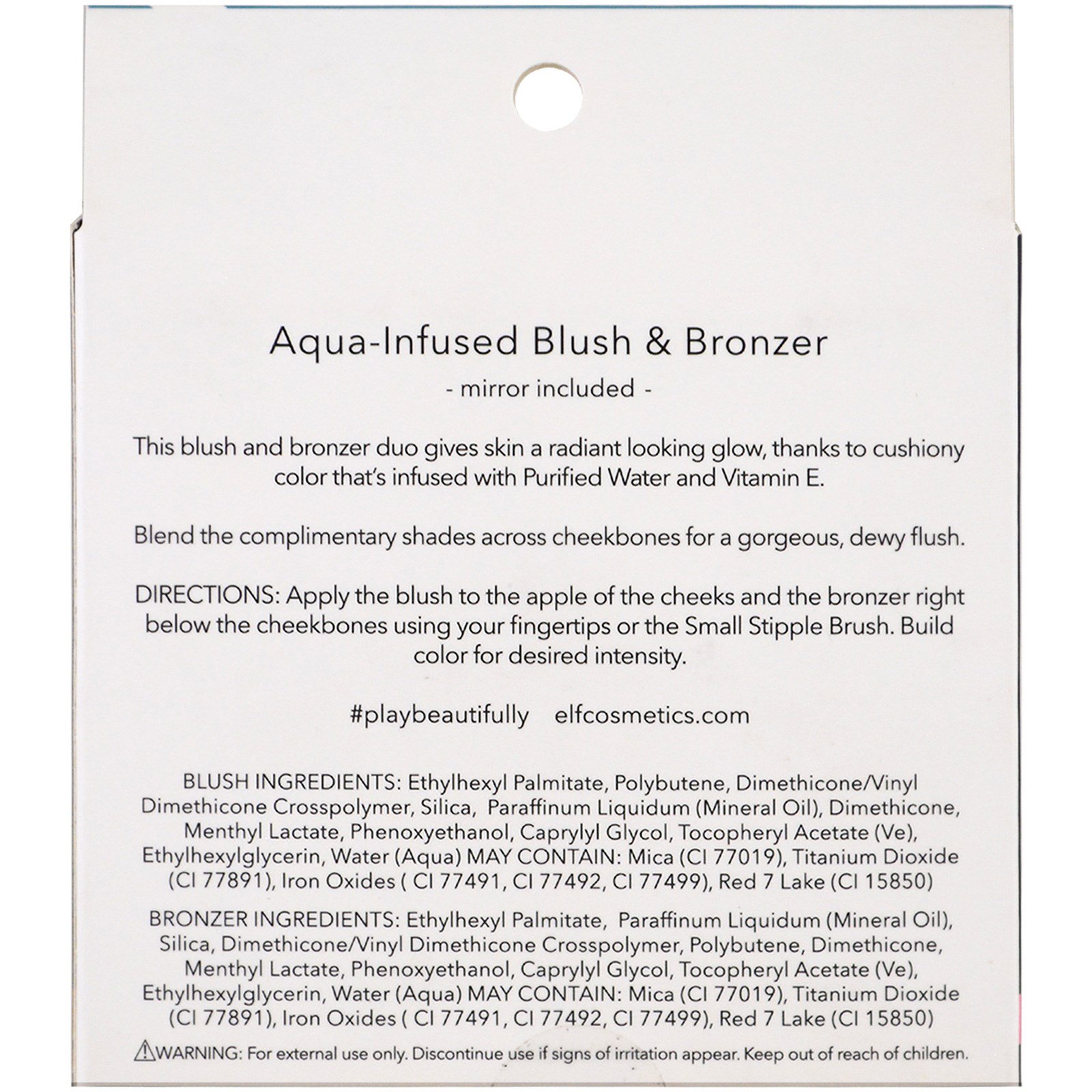 E.L.F., Aqua-Infused Blush & Bronzer, Bronzed Violet, 0.29 oz (8.5 g ...