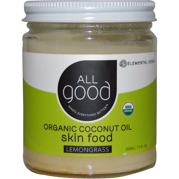 All Good Products, Organic Coconut Oil, Skin Food, Lemongrass, 7.5 fl