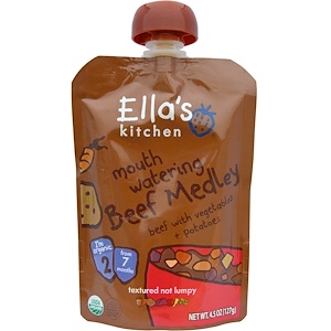 Ella's Kitchen, Аппетитная смесь из говядины, говядина с овощами и картофелем, 4,5 унции (127 г)