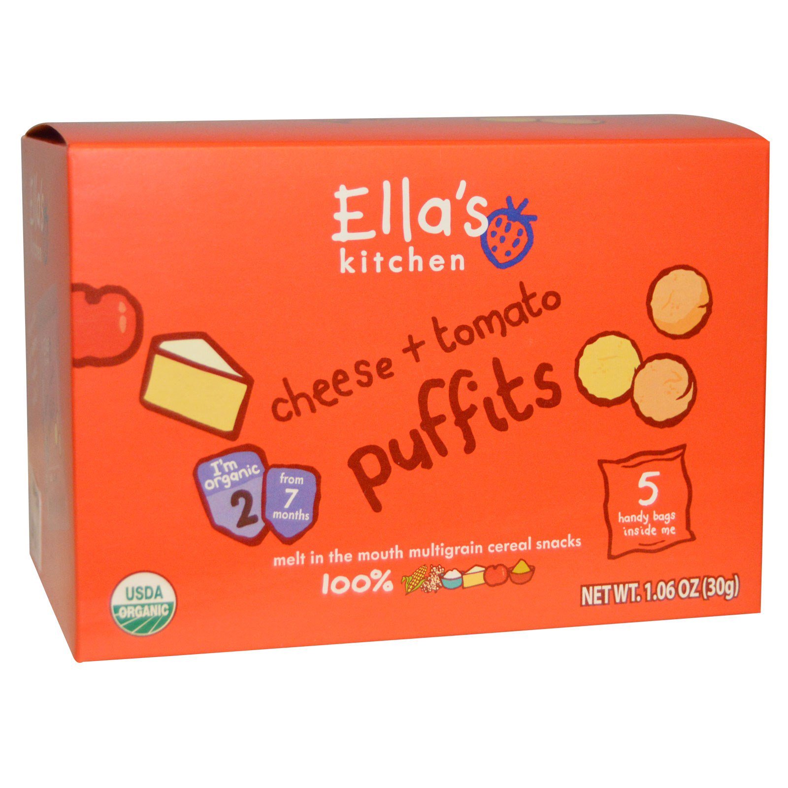 Ellas Kitchen Cheese Tomato Puffits 5 Handy Bags 106 Oz 30
