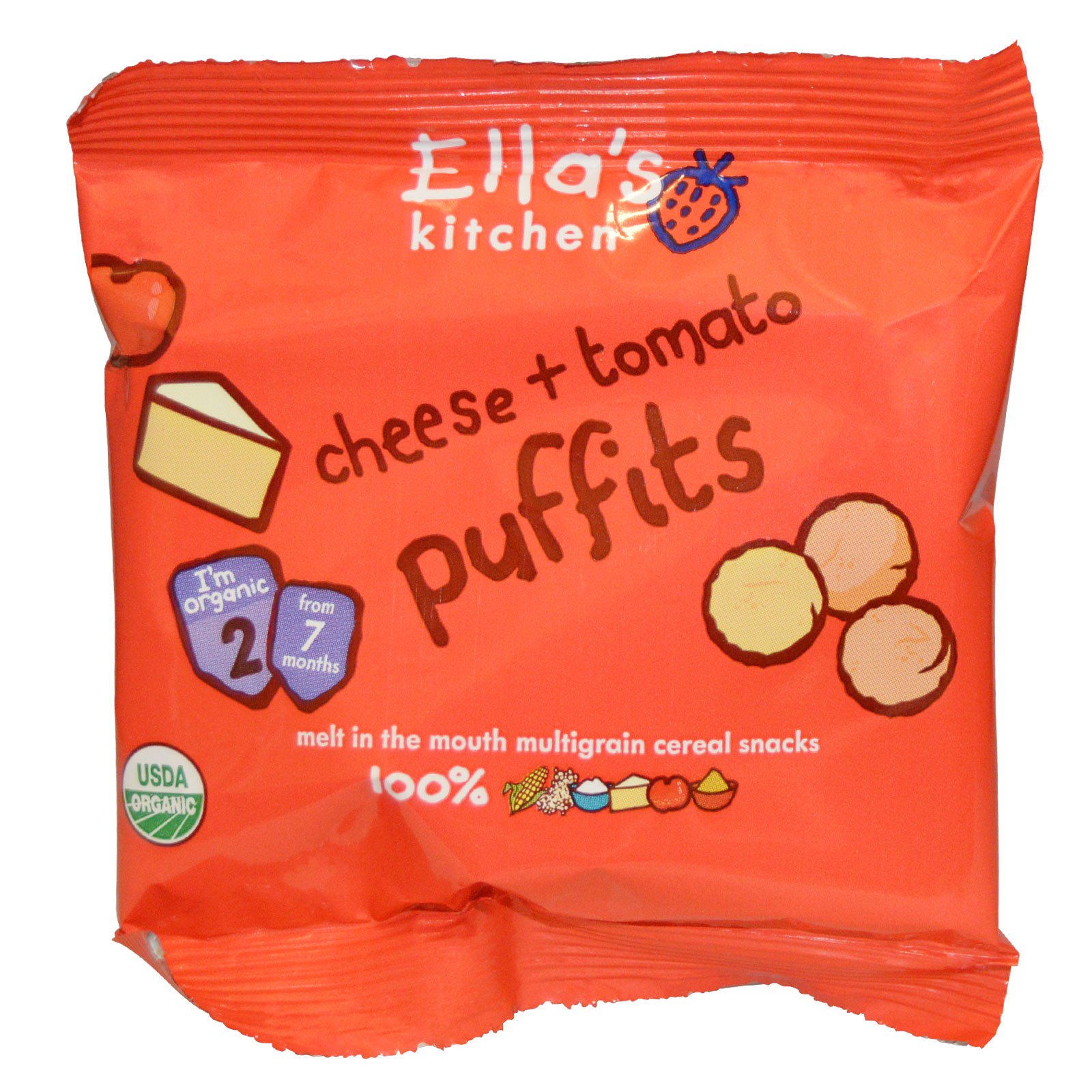 Ella's Kitchen, Cheese + Tomato Puffits, 5 Handy Bags, 1.06 oz (30 g