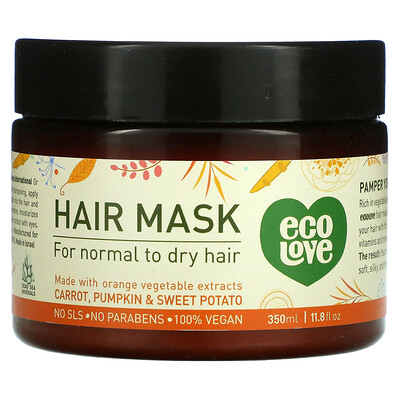 Eco Love Маска для волос, морковь, тыква и батат, 350 мл (11,8 жидк. Унции)