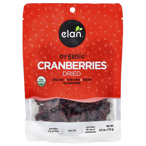 Elan Organic Dried Cranberries, 6.2 oz (175 g)