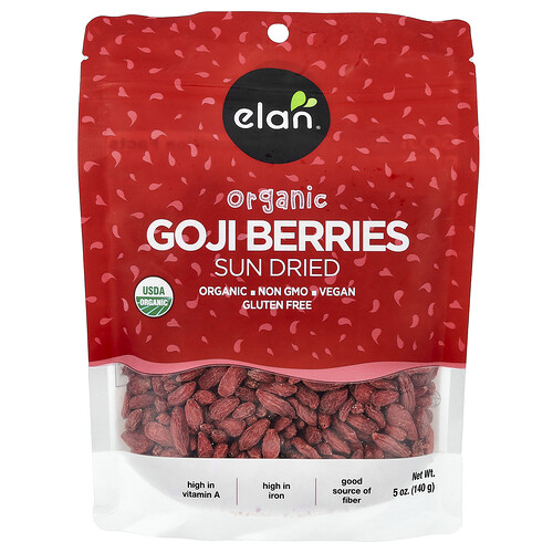Elan Organic Goji Berries, Sun Dried, 5 oz (140 g)