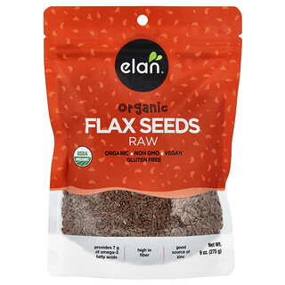 Elan, Semillas de lino orgánico, Crudas, 275 g (9 oz)