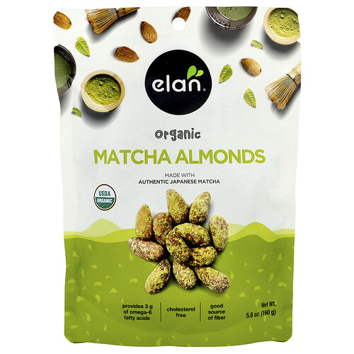 Elan, Organic Matcha Almonds, Bio-Matcha-Mandeln, 160 g (5,6 oz.)