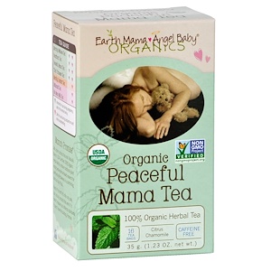 Earth Mama Angel Baby, Органический успокаивающий чай, цитрус и ромашка, без кофеина, 16 чайных пакетиков, 1,23 унции (35 г)