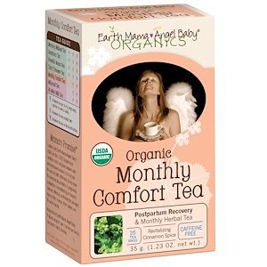 Earth Mama Angel Baby, Organic, чай Monthly Comfort Tea, восстанавливающая корица, без кофеина, 16 чайных пакетика по 1,23 унции (35 г) каждый