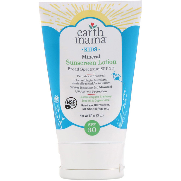 Earth Mama, Kids, Mineral Sunscreen Lotion, SPF 30, 3 oz ...