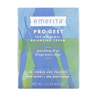Emerita, Pro-Gest無香味孕酮平衡霜，一次性包裝，48袋，2.2盎司（62 g）
