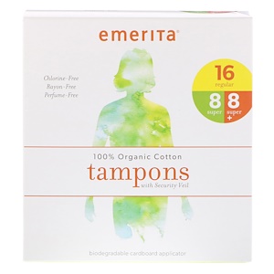 Эмерита, 100% Organic Cotton Tampons with Security Veil, Multipack, 32 Tampons отзывы