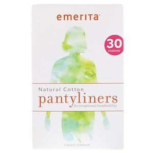 Отзывы о Эмерита, Natural Cotton Pantyliners, Classic Contour, 30 Pantyliners