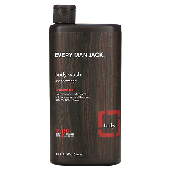 Every Man Jack, Body Wash and Shower Gel, Cedarwood, 16.9 fl oz (500 ml)