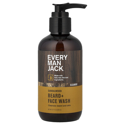 Photos - Beard & Moustache Care MAN Every  Jack, Beard + Face Wash, Sandalwood, 6.7 fl oz  EMJ-00105 (200 ml)