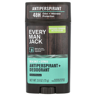 Every Man Jack, Antiperspiran + Deodoran, Garam Laut + Sitrus, 73 g (2,6 ons)
