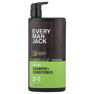 Every Man Jack, 2-i-1-schampo + balsam, förtjockande, tea tree-olja, 473 ml