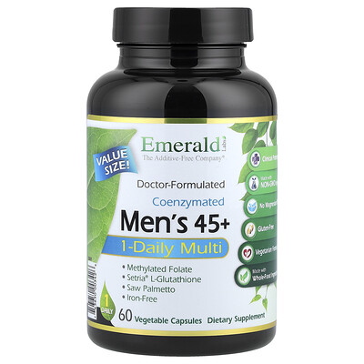 Emerald Laboratories, Coenzymated, Suplemento multivitamínico de una ingesta diaria para hombres de 45 años en adelante, 60 cápsulas vegetales