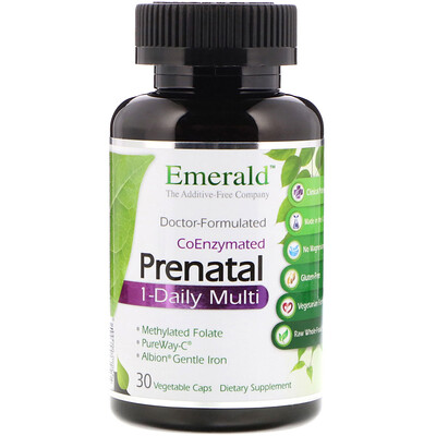 Emerald Laboratories Коферментированные пренатальные мультивитамины для приема 1 раз в день, 30 растительных капсул