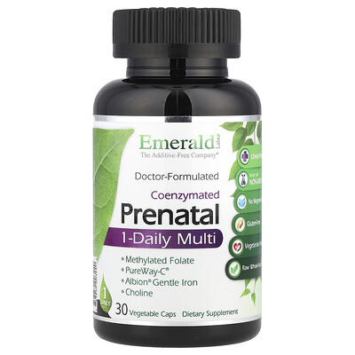 Emerald Laboratories, Suplemento multivitamínico prenatal coenzimado para una ingesta diaria, 30 cápsulas vegetales