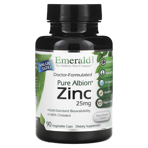 Emerald Laboratories Pure Albion, Zinc, 25 mg, 90 Vegetable Caps