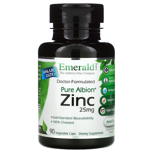 Emerald Laboratories‏, Pure Albion Zinc, 25 mg, 90 Vegetable Caps