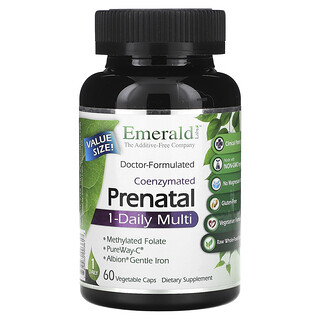 Emerald Laboratories, Koenzýmový prenatálny 1-denný multivitamín, 60 rastlinných kapsúl